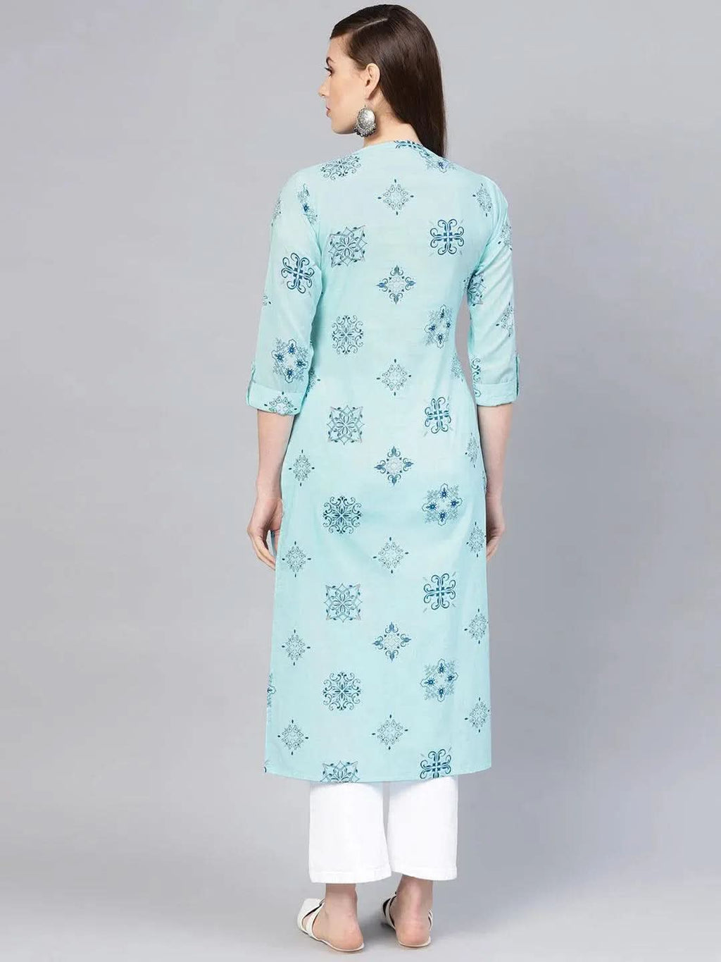 Libas Blue Printed Cotton Kurta