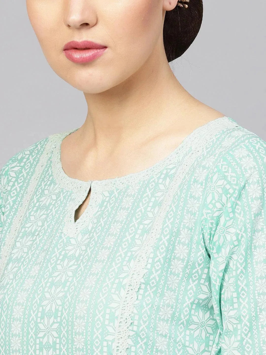 Libas Blue Printed Cotton Kurta