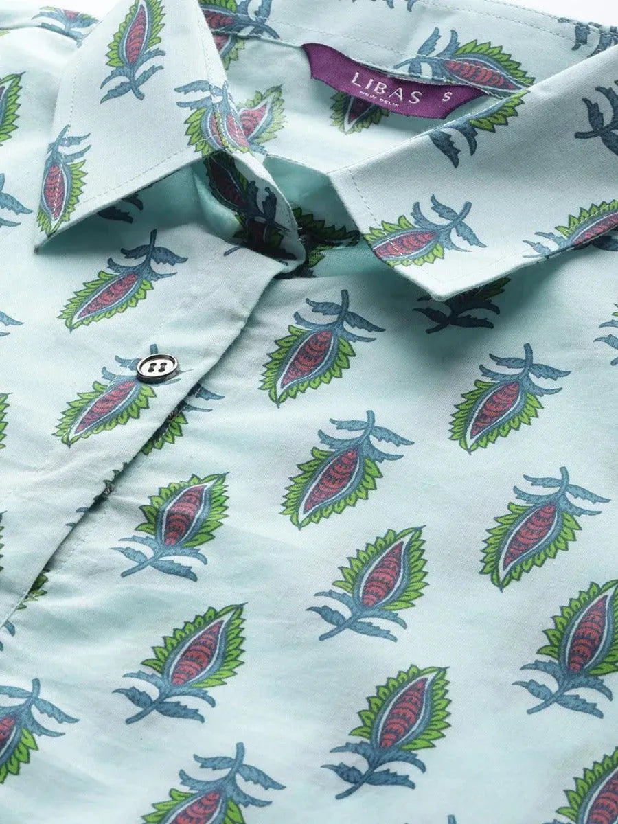 Libas Blue Printed Cotton Kurta