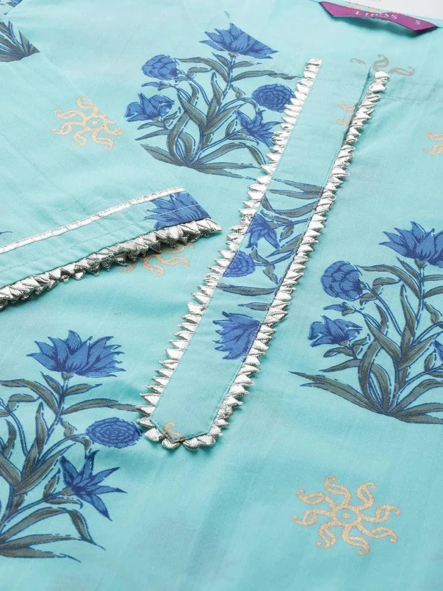 Libas Blue Printed Cotton Kurta
