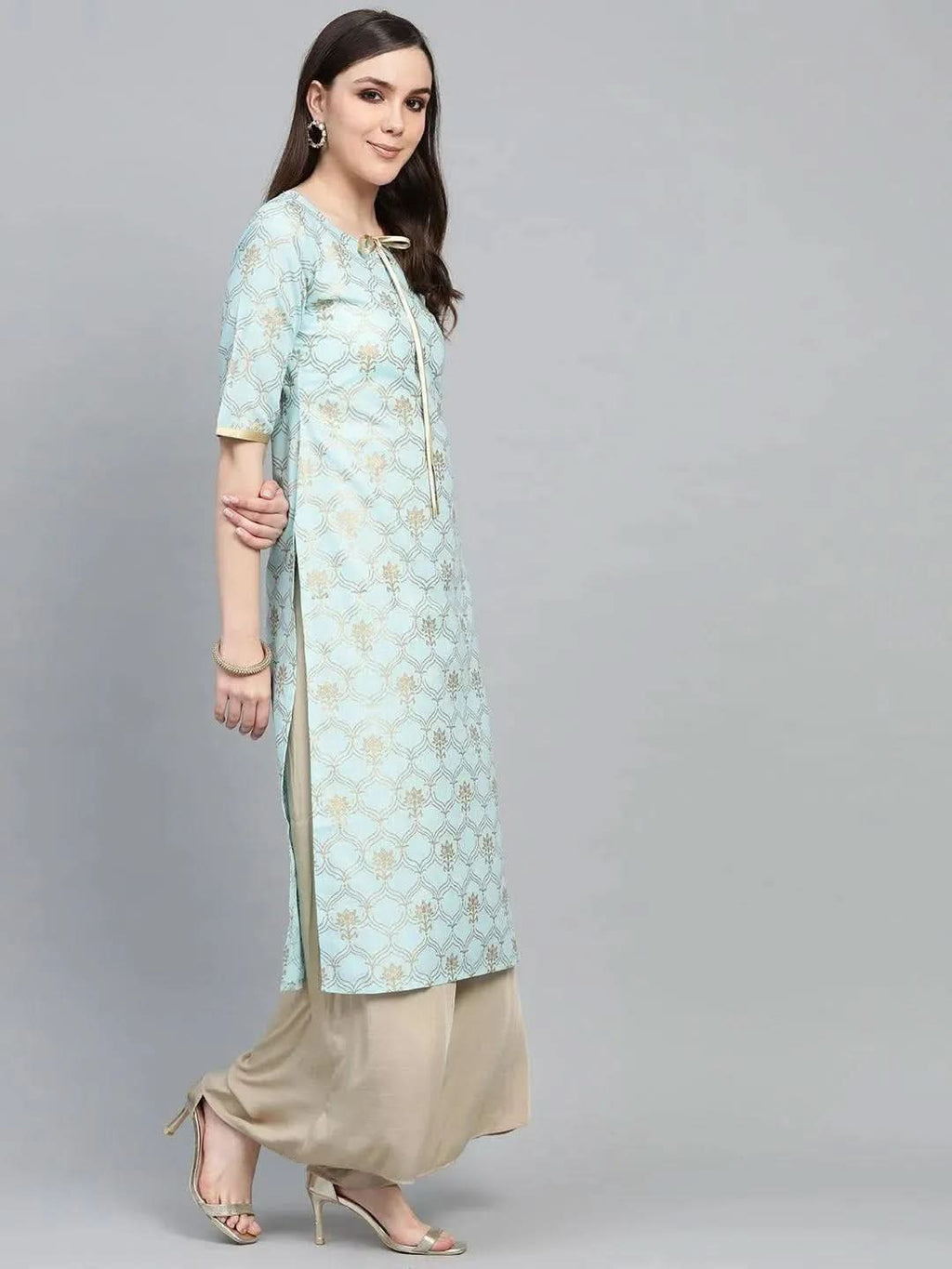 Libas Blue Printed Cotton Kurta