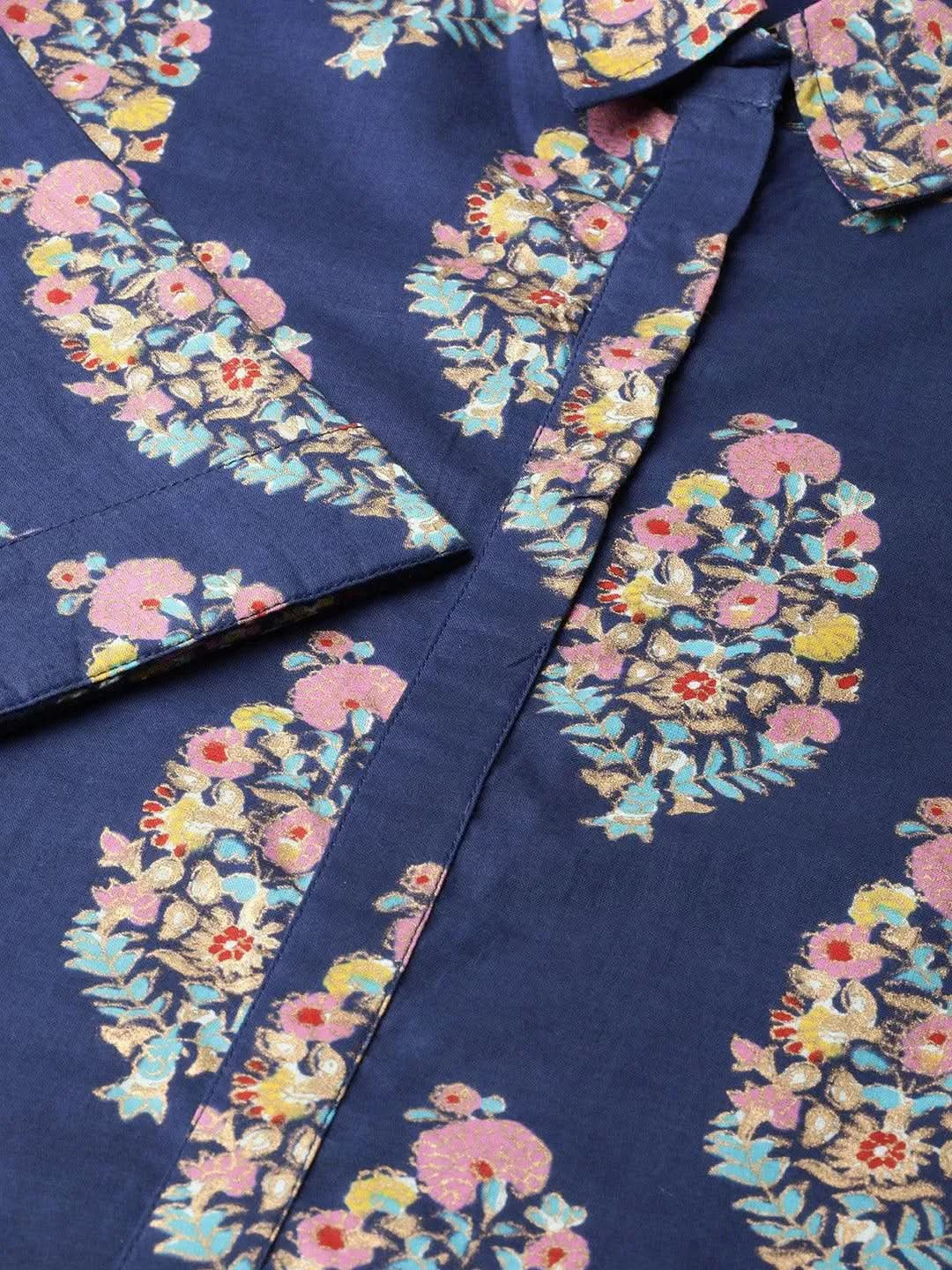 Libas Blue Printed Cotton Kurta
