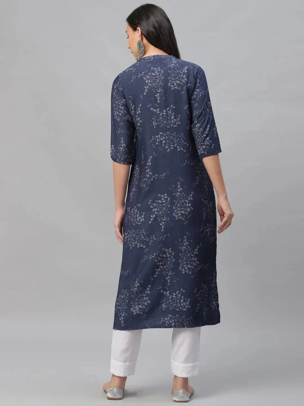 Libas Blue Printed Rayon Kurta