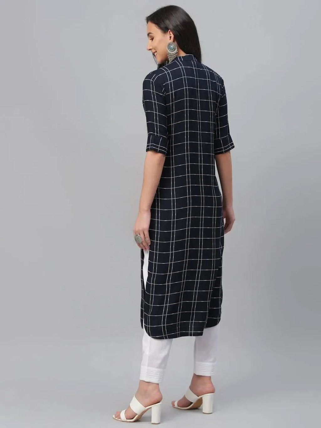 Libas Blue Printed Rayon Kurta
