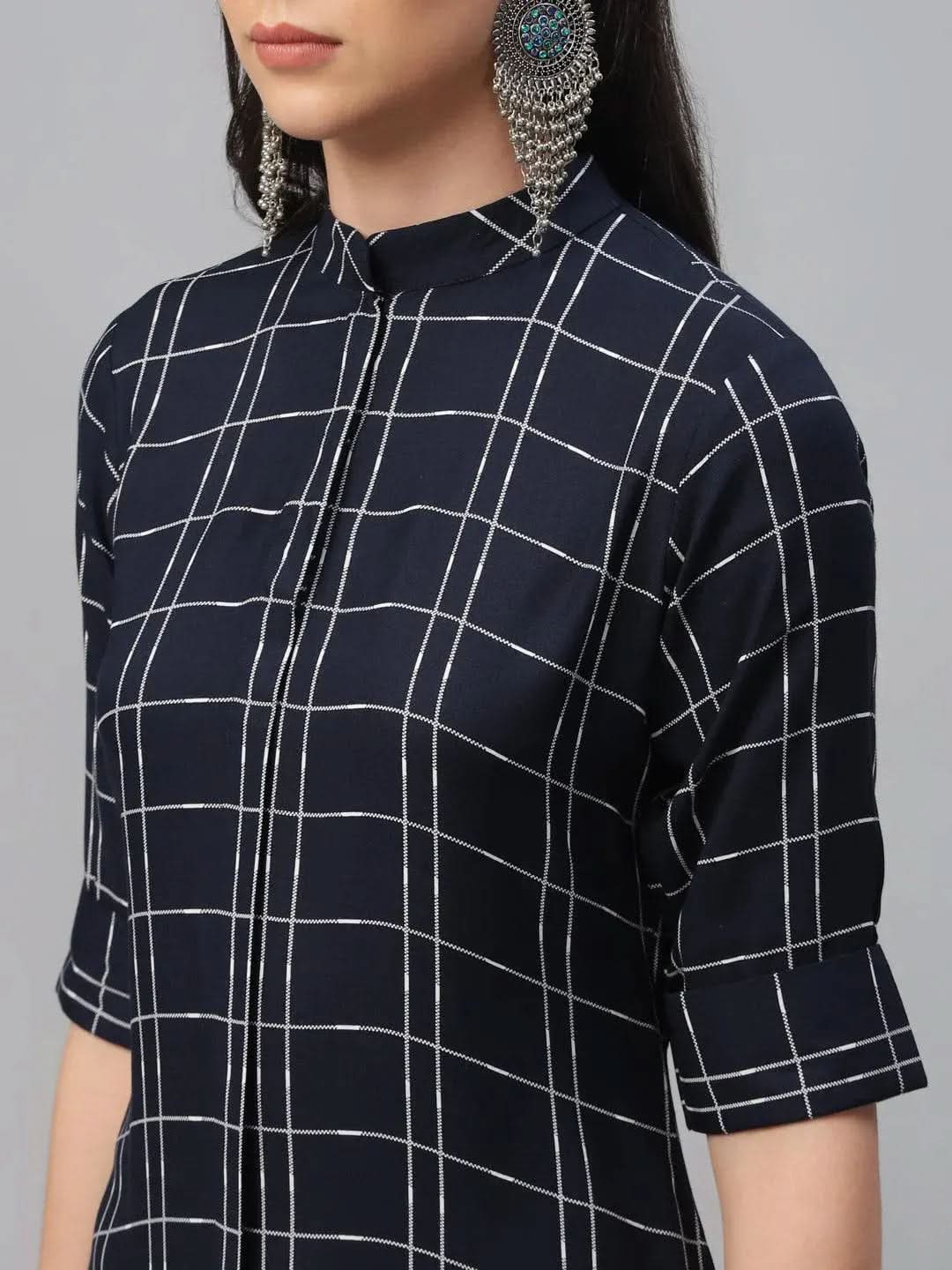 Libas Blue Printed Rayon Kurta