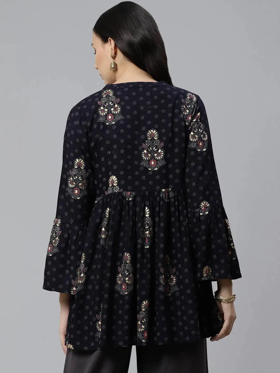 Libas Blue Printed Rayon Kurti
