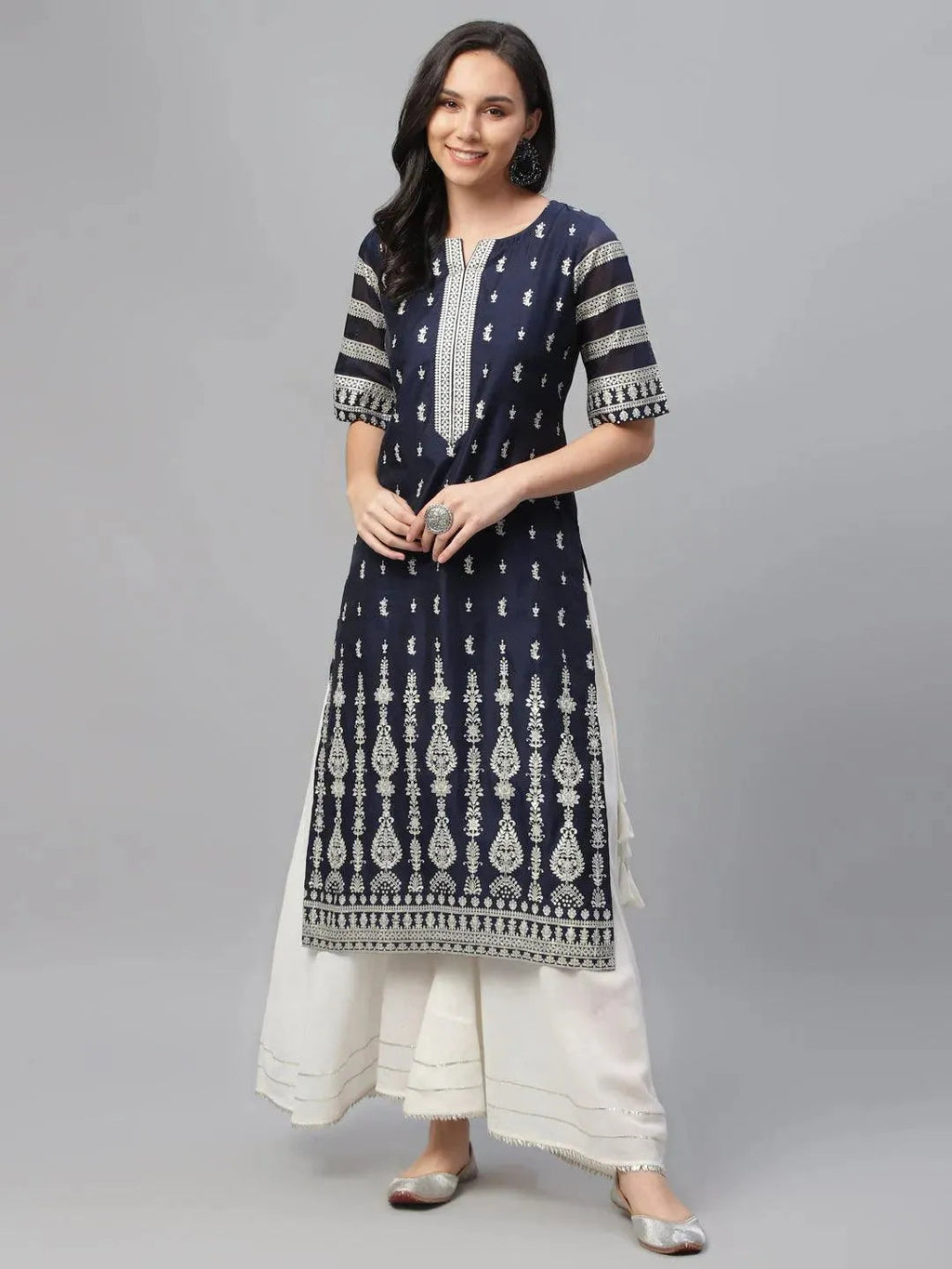 Libas Blue Printed Shantoon Kurta