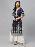 Libas Blue Printed Shantoon Kurta
