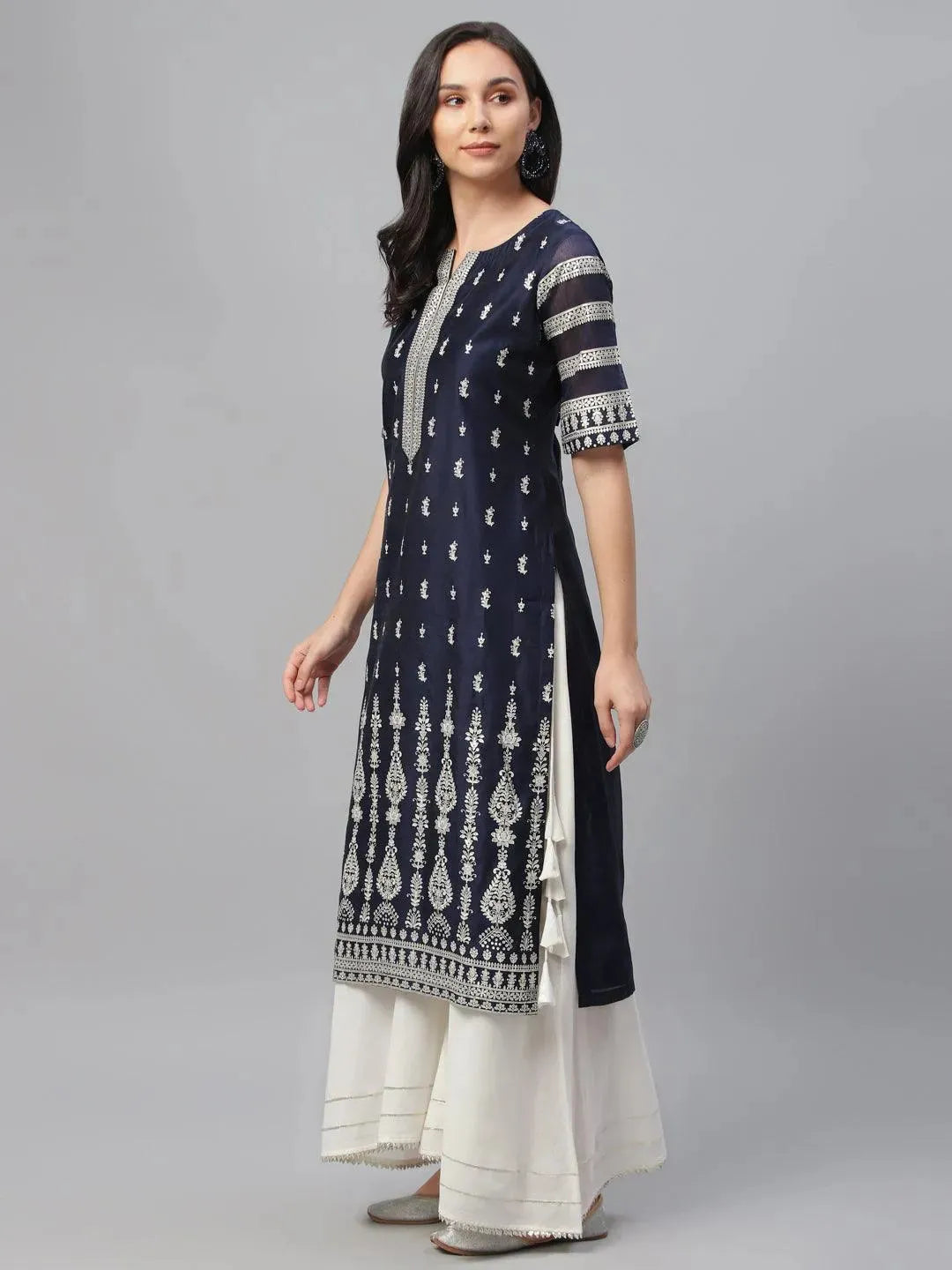 Libas Blue Printed Shantoon Kurta