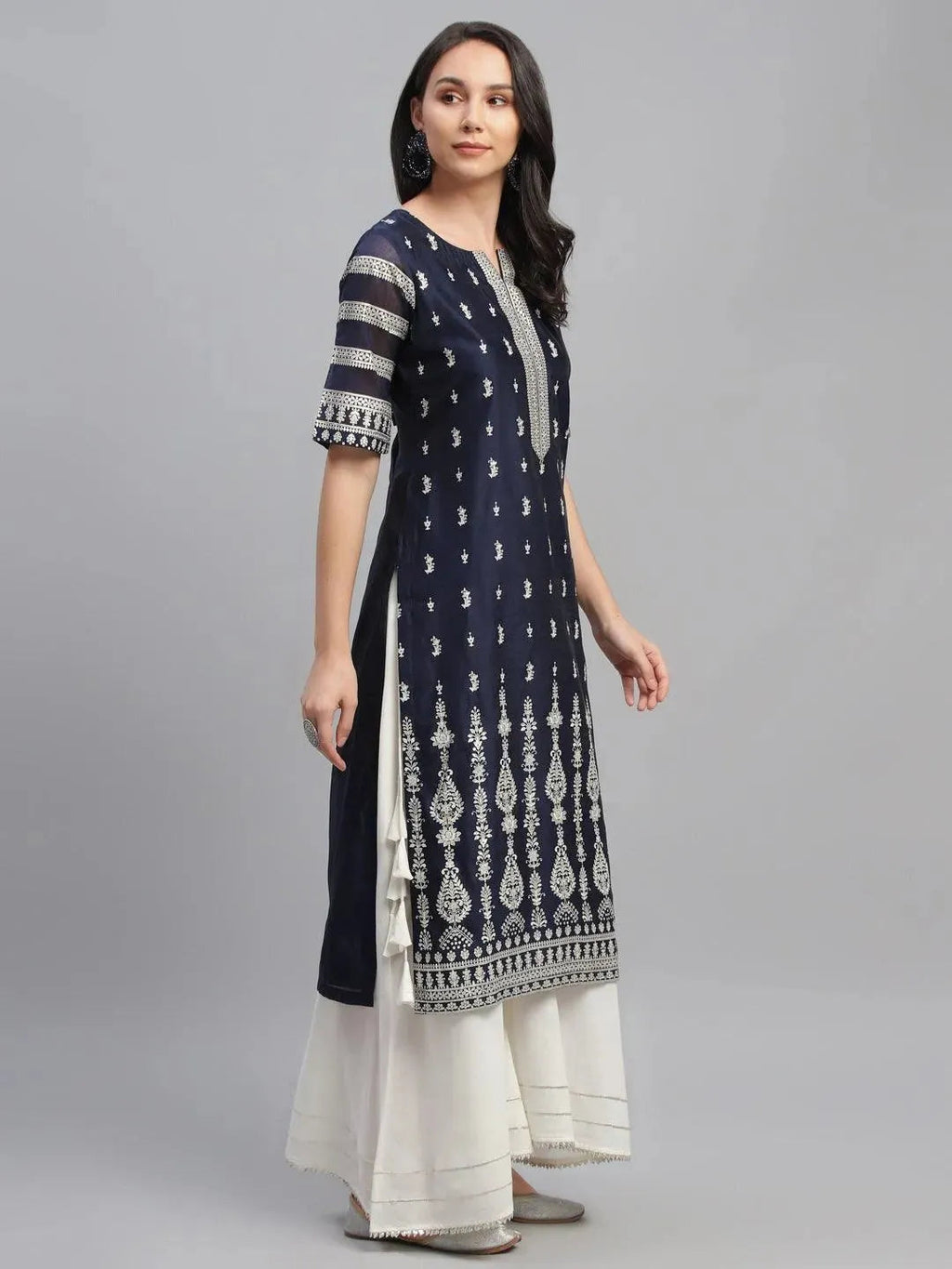 Libas Blue Printed Shantoon Kurta
