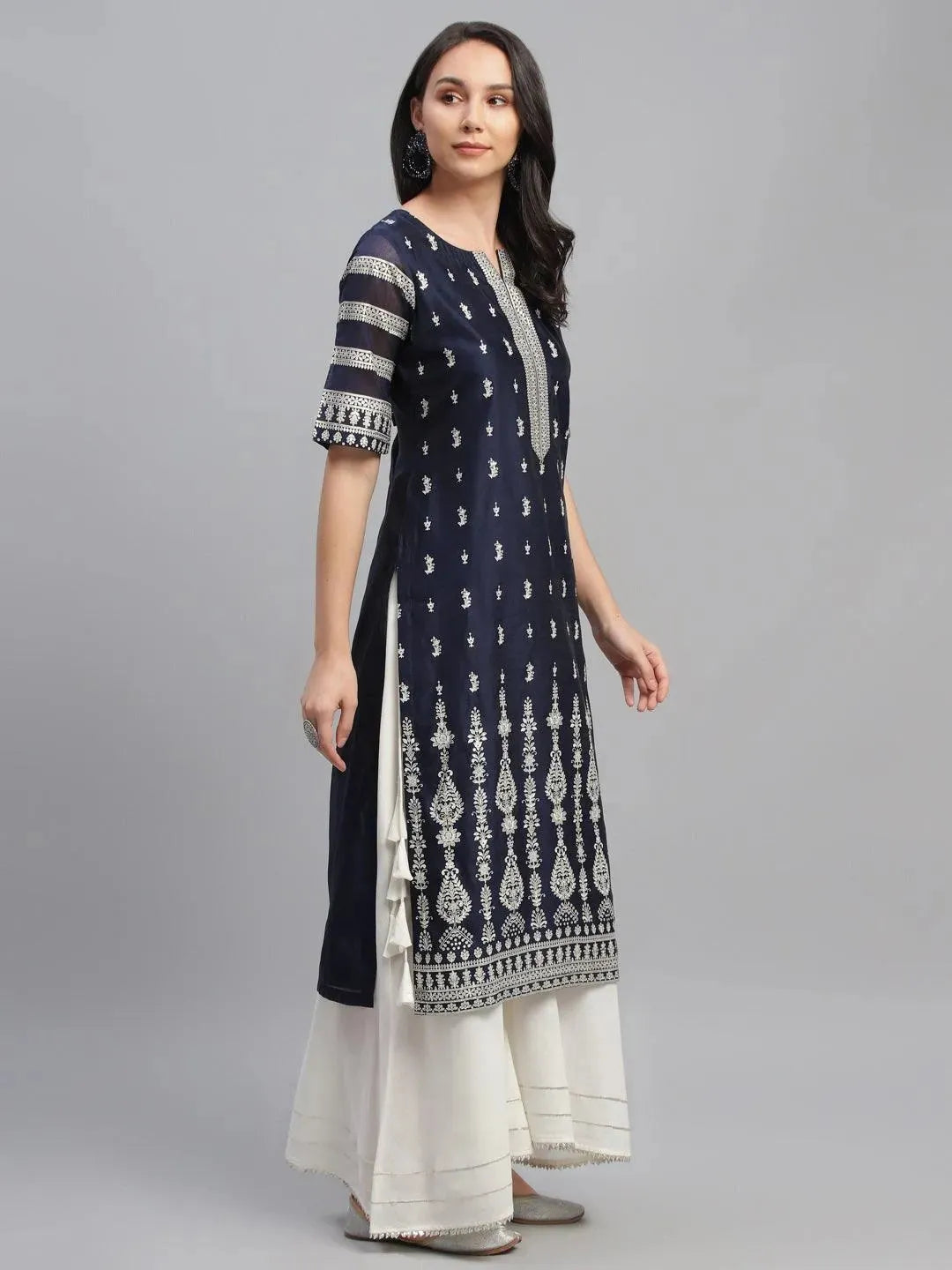 Libas Blue Printed Shantoon Kurta