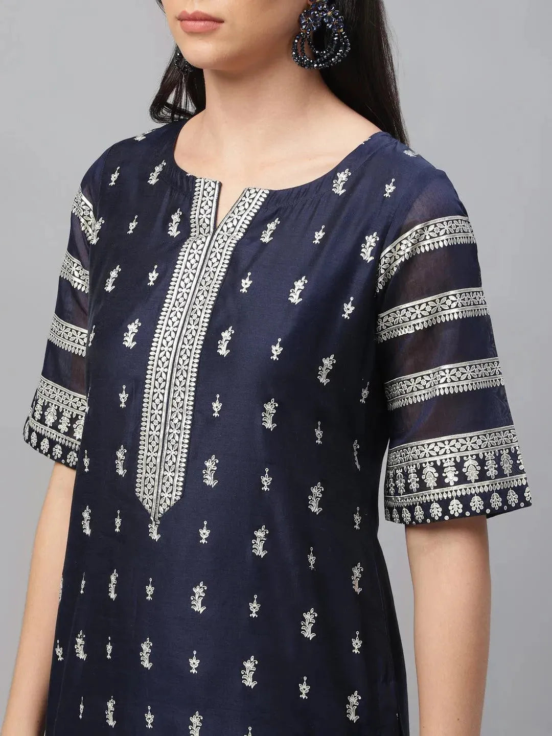 Libas Blue Printed Shantoon Kurta