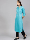 Libas Blue Solid Cotton Kurta