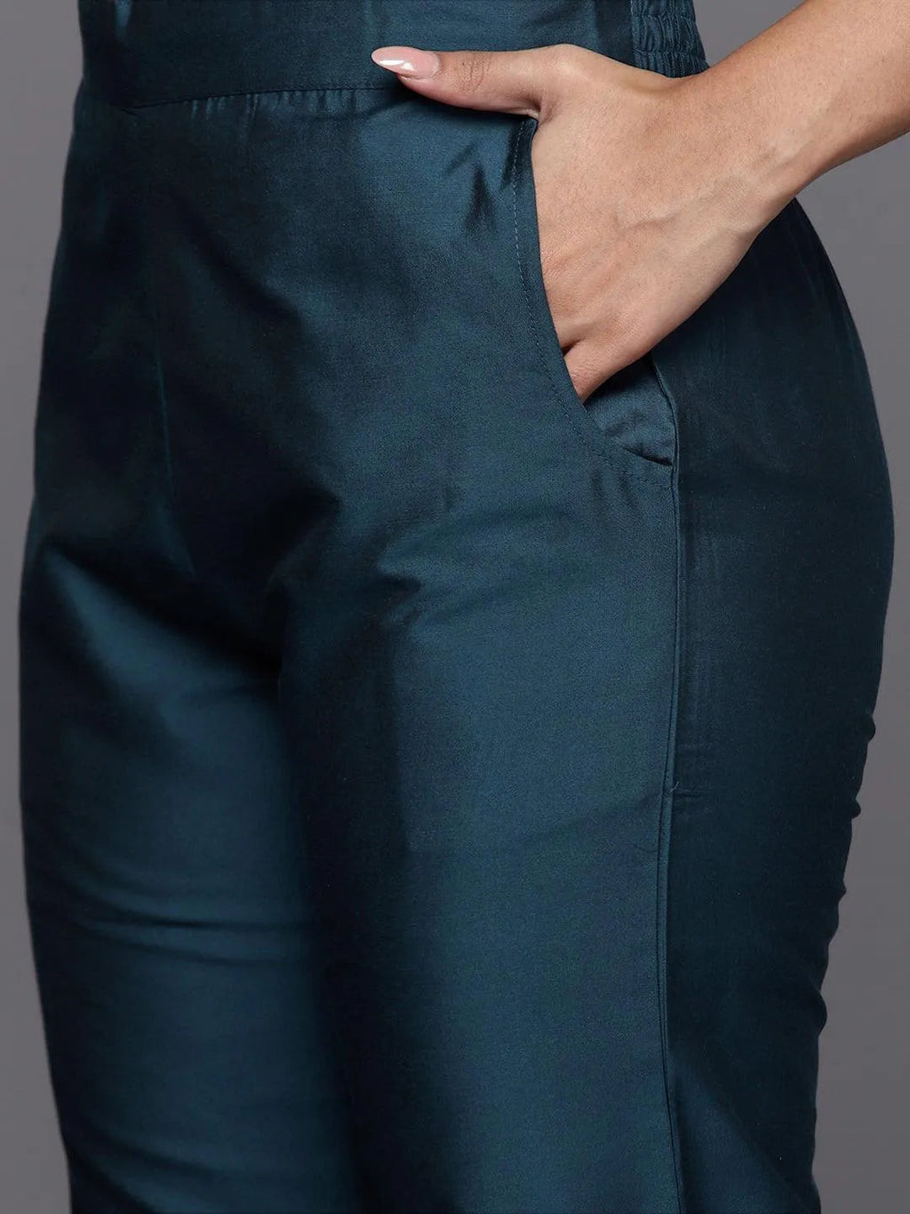 Gerua Blue Solid Silk Blend Straight Suit With Dupatta