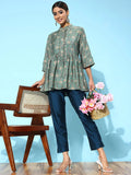 Libas Blue Solid Silk Trousers