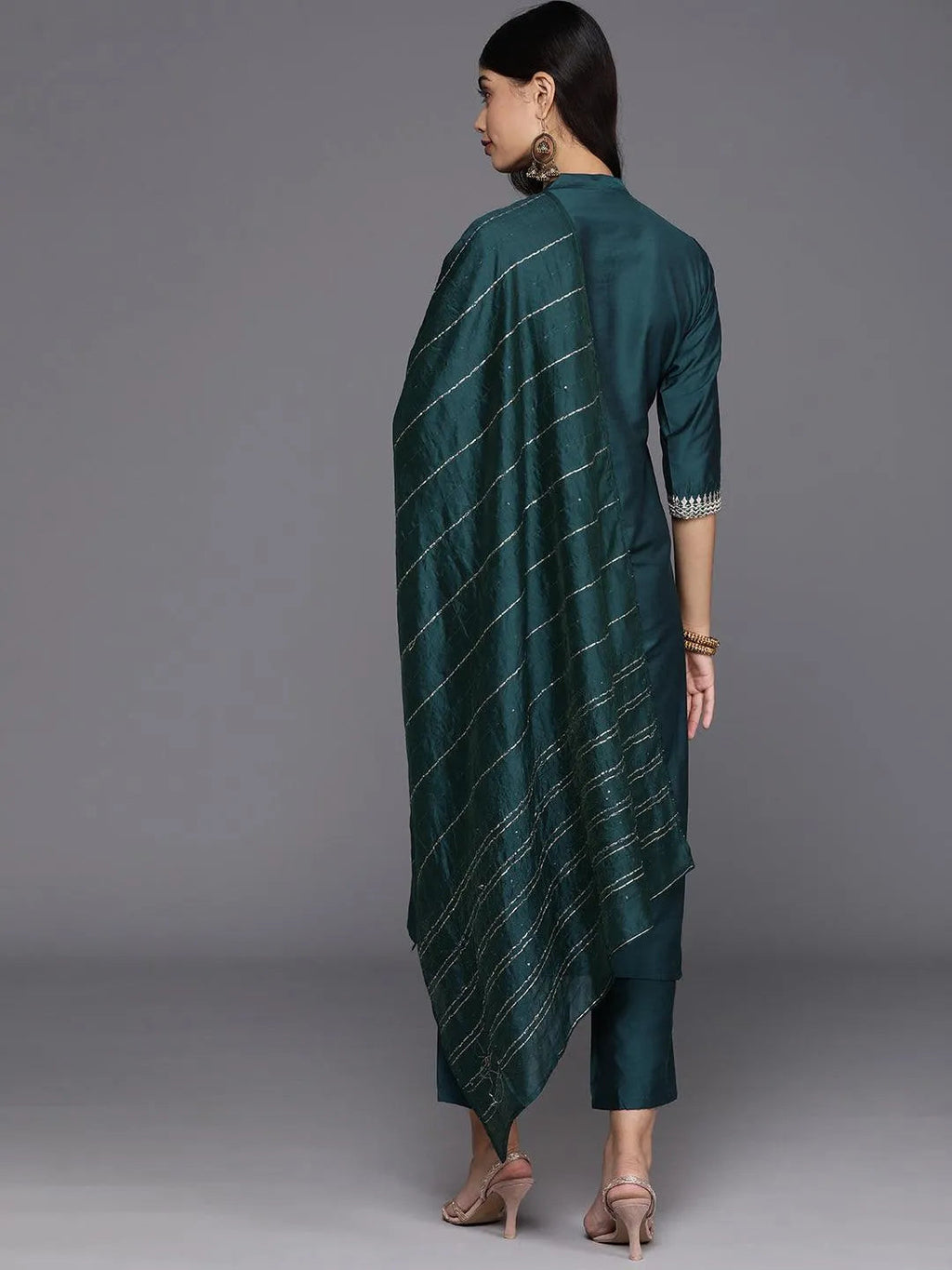 Gerua Blue Yoke Design Silk Blend Straight Suit With Dupatta