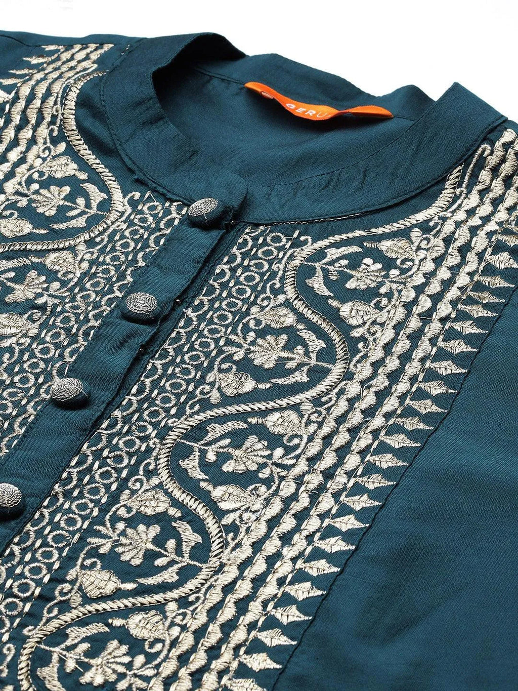 Gerua Blue Yoke Design Silk Blend Straight Suit With Dupatta