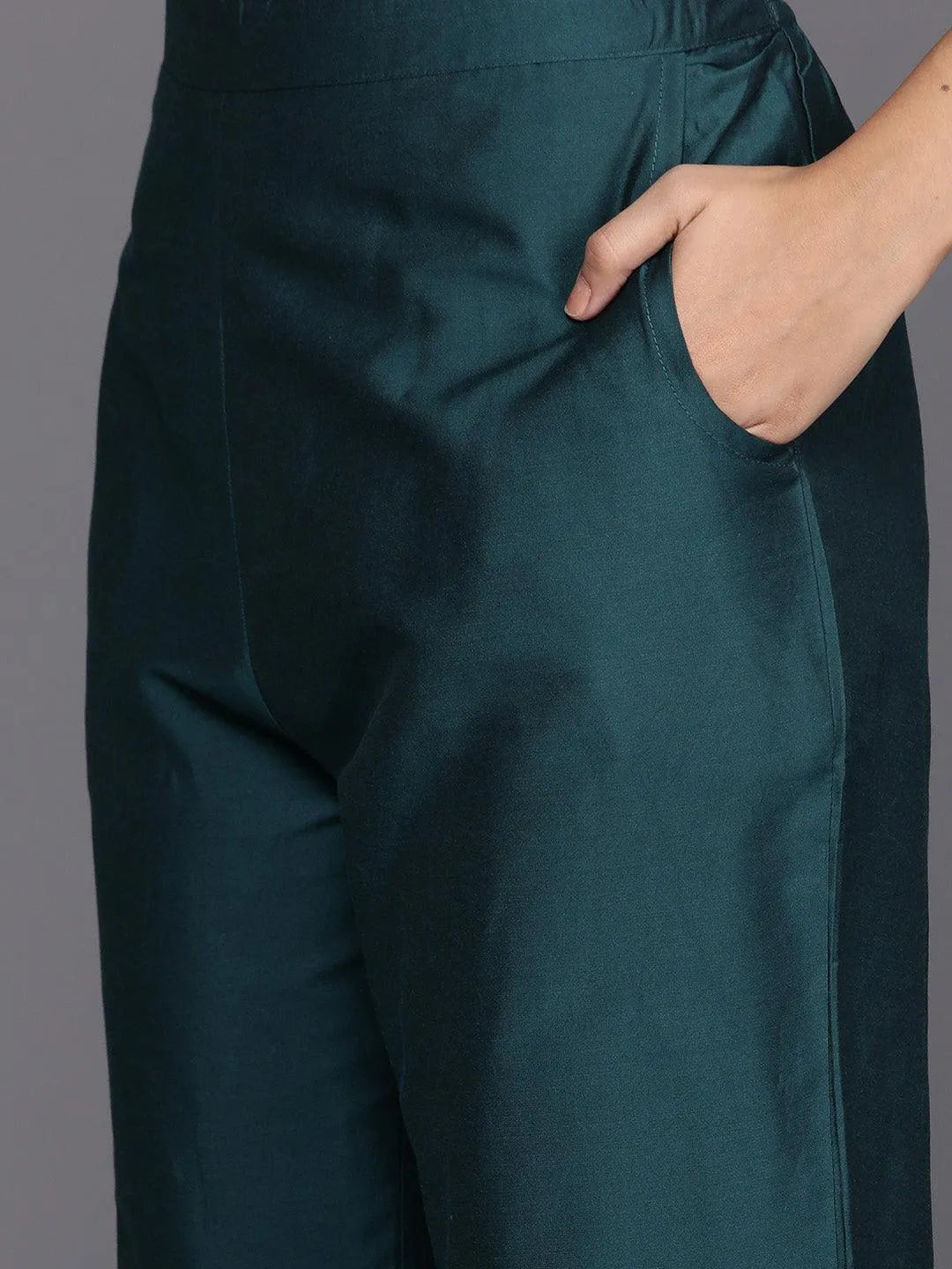 Gerua Blue Yoke Design Silk Blend Straight Suit With Dupatta