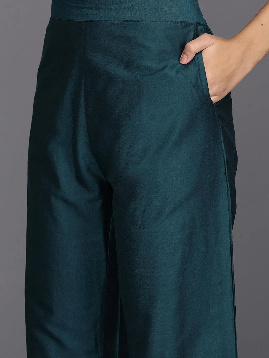 Gerua Blue Yoke Design Silk Blend Straight Suit With Dupatta