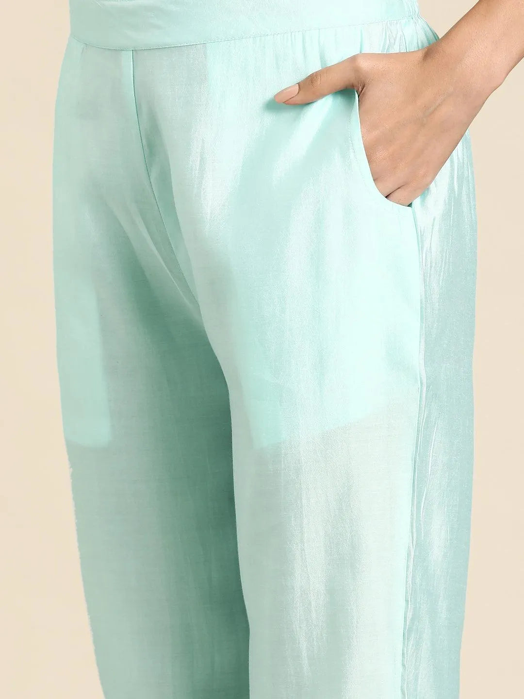 Gerua Blue Yoke Design Silk Blend Straight Suit With Dupatta