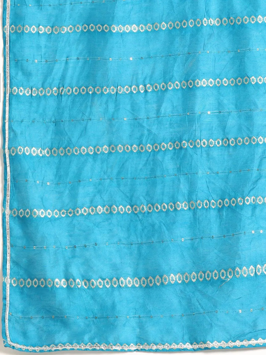 Gerua Blue Yoke Design Silk Blend Straight Suit With Dupatta