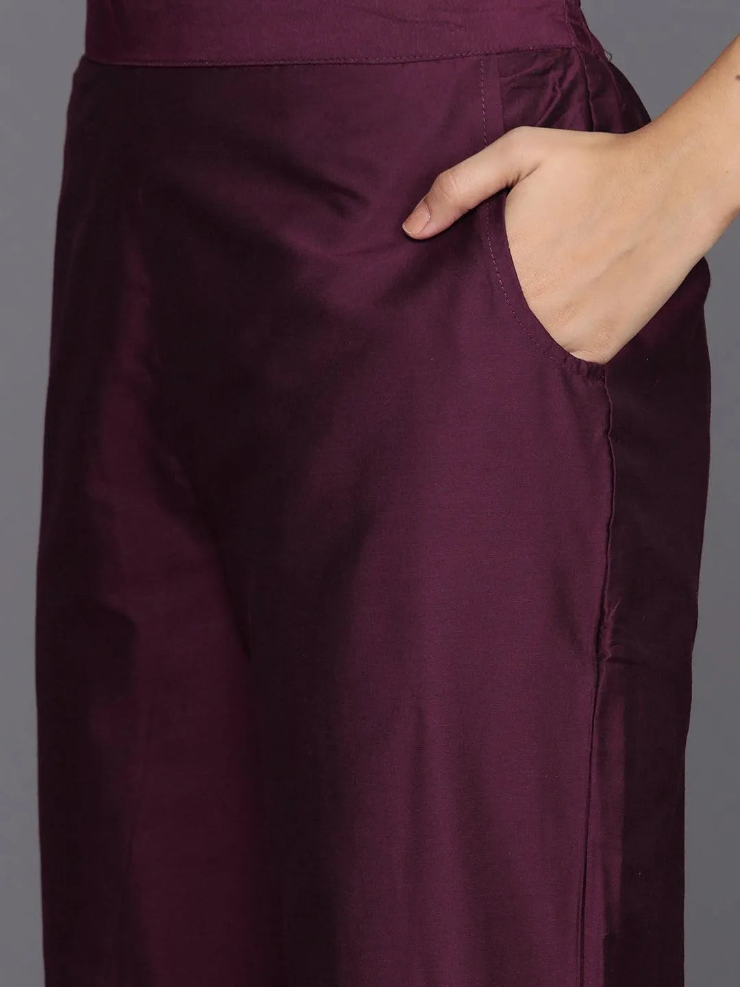 Gerua Burgundy Embroidered Silk Blend Straight Suit With Dupatta