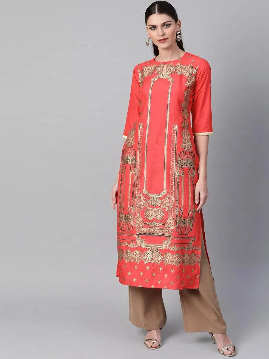 Libas Coral Self Design Chanderi Kurta