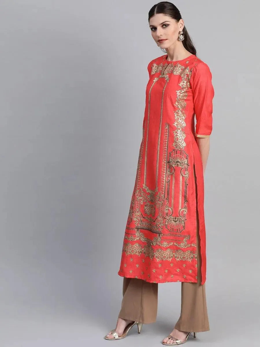 Libas Coral Self Design Chanderi Kurta