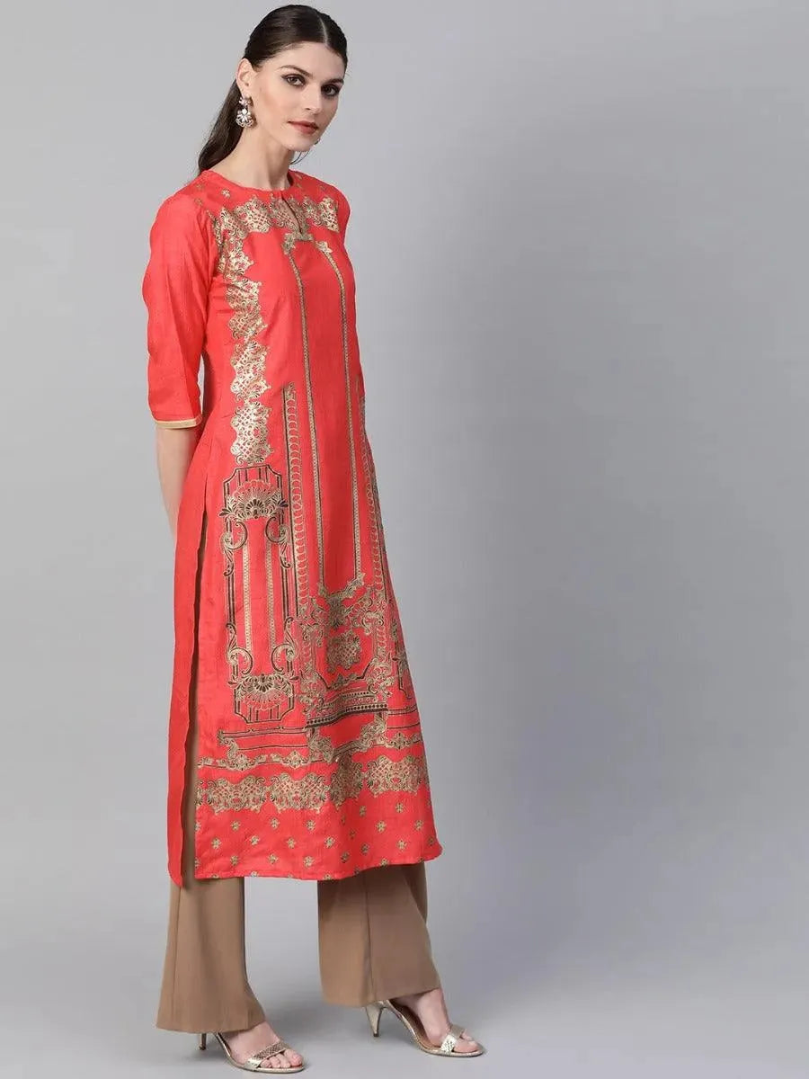 Libas Coral Self Design Chanderi Kurta
