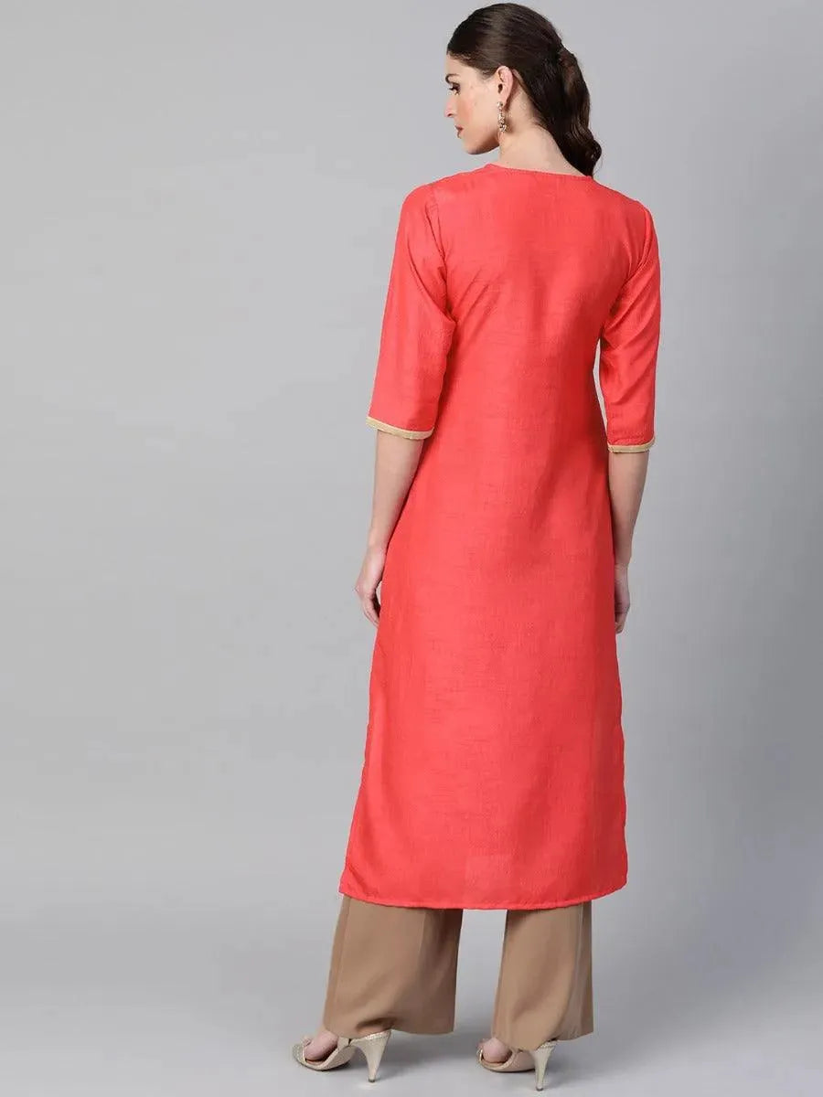 Libas Coral Self Design Chanderi Kurta