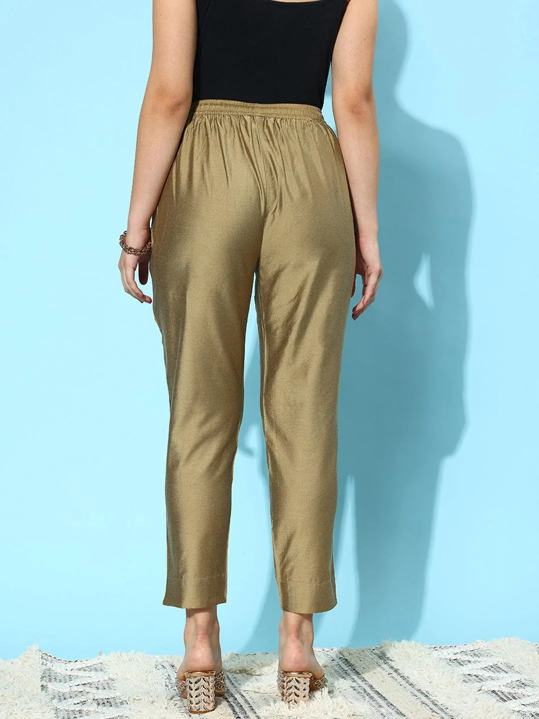 Libas Gold Solid Silk Trousers