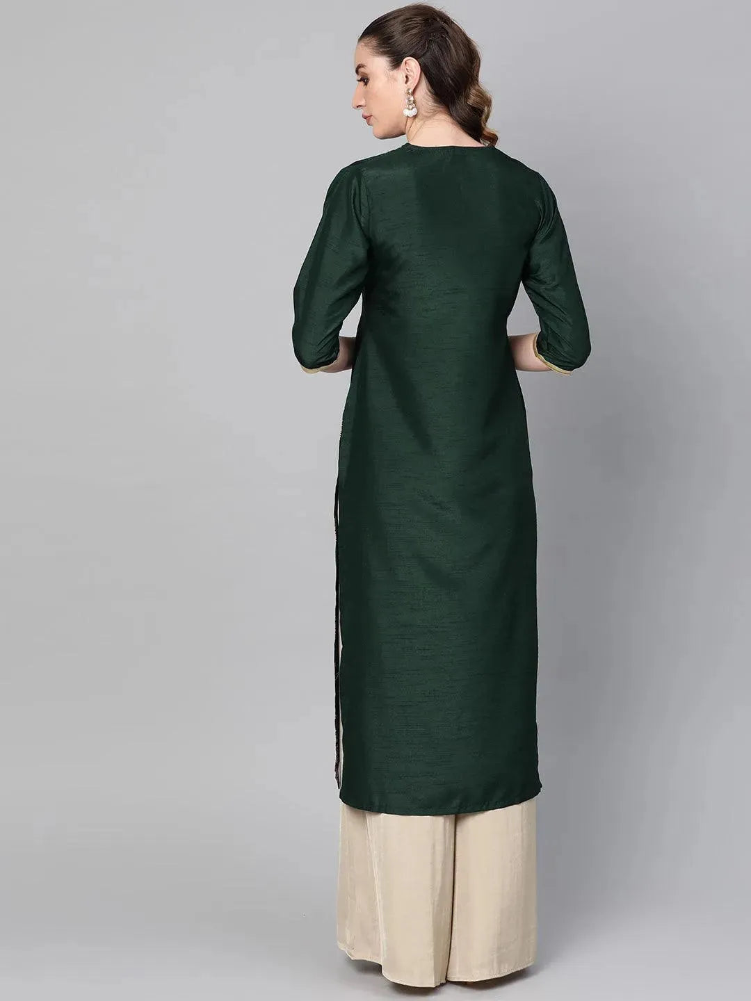 Libas Green Printed Chanderi Kurta