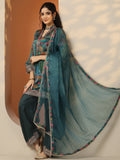 Libas Green Printed Chinon Straight Suit Set With Dupatta