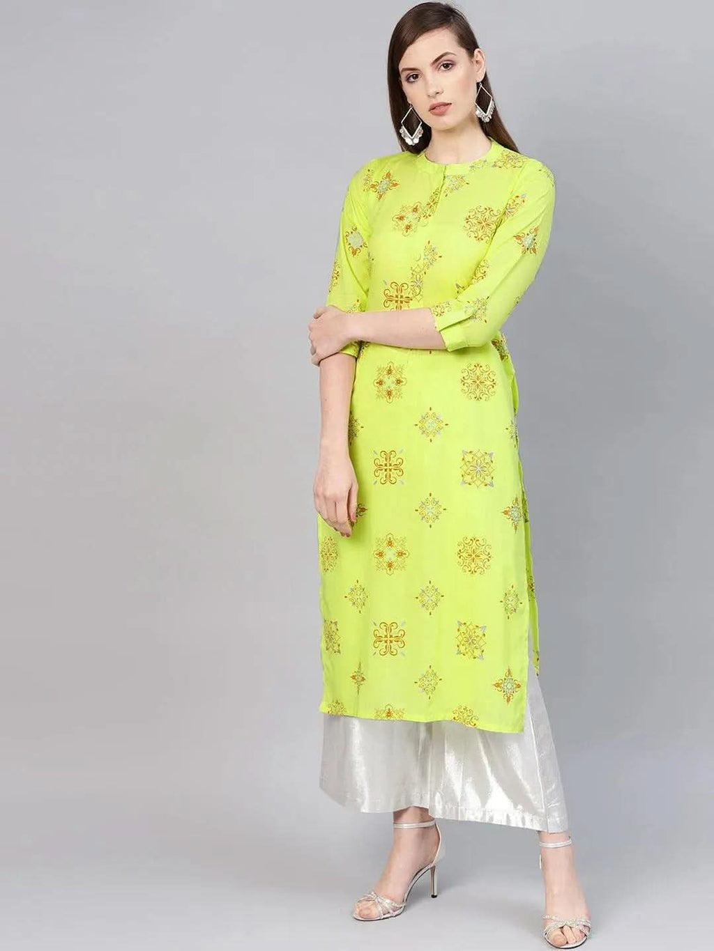 Libas Green Printed Cotton Kurta