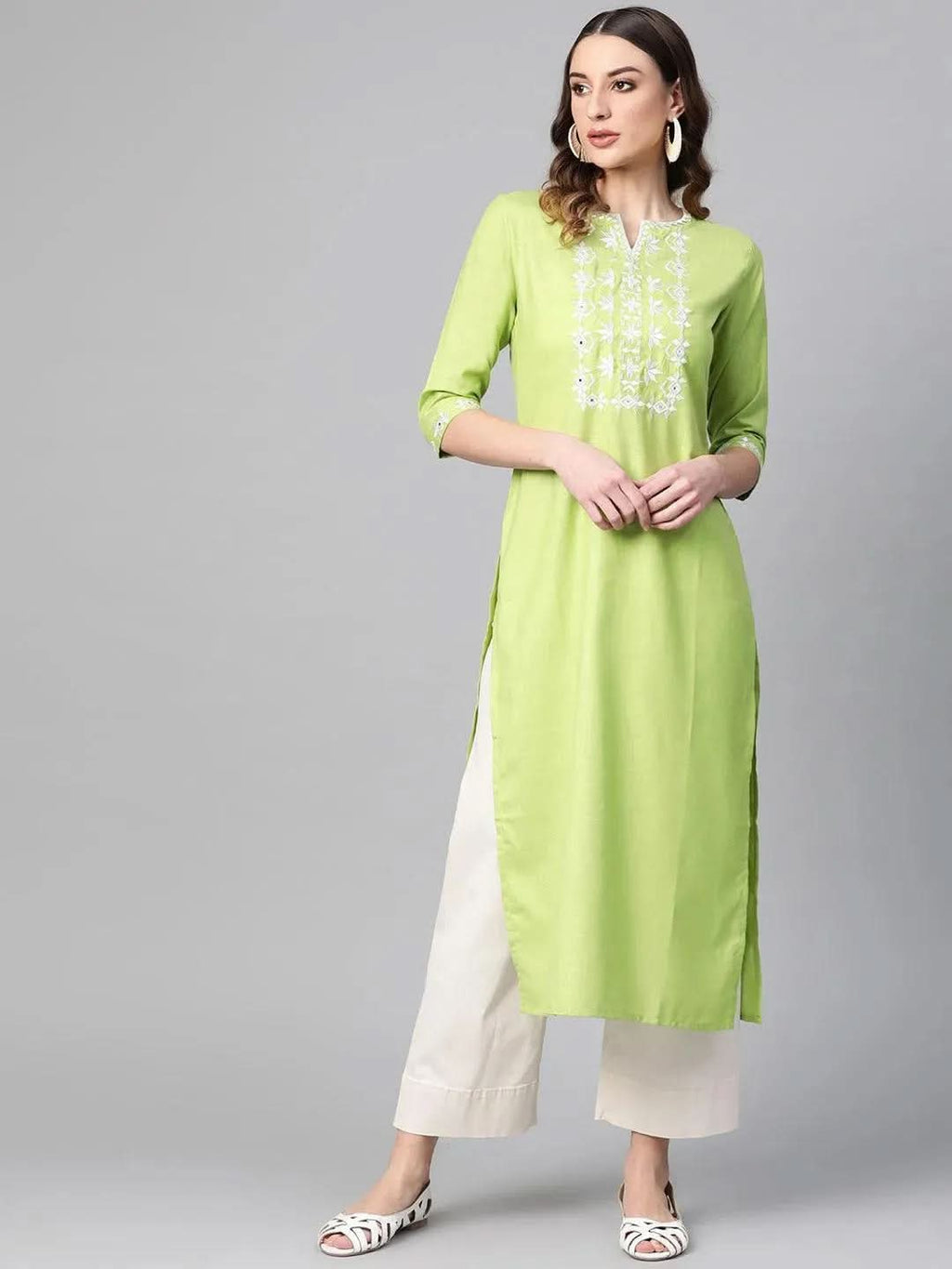 Libas Green Printed Cotton Kurta