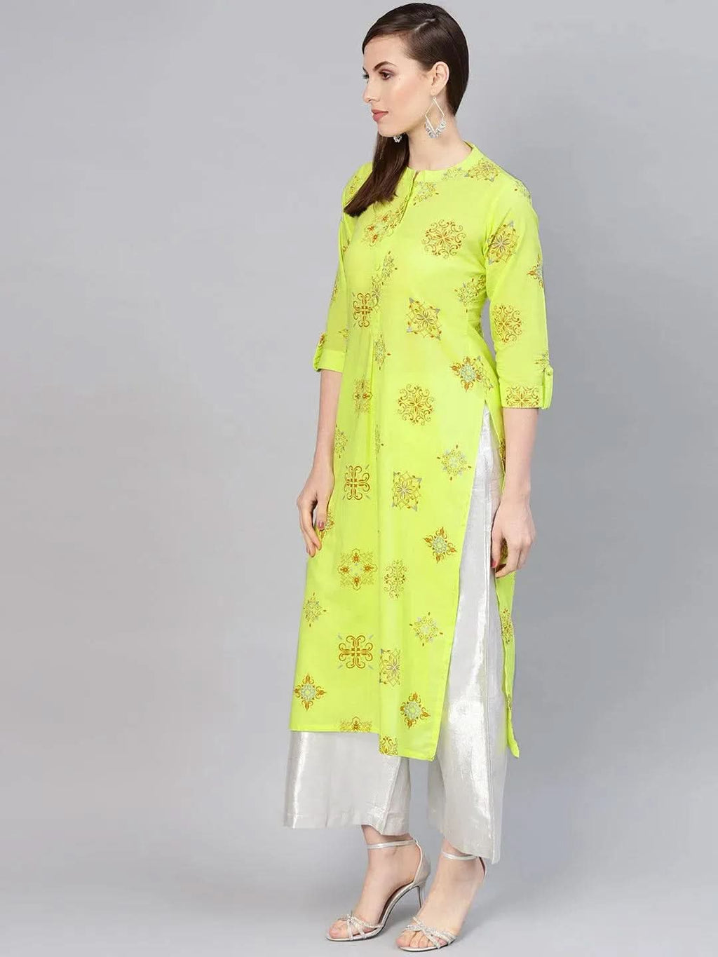 Libas Green Printed Cotton Kurta