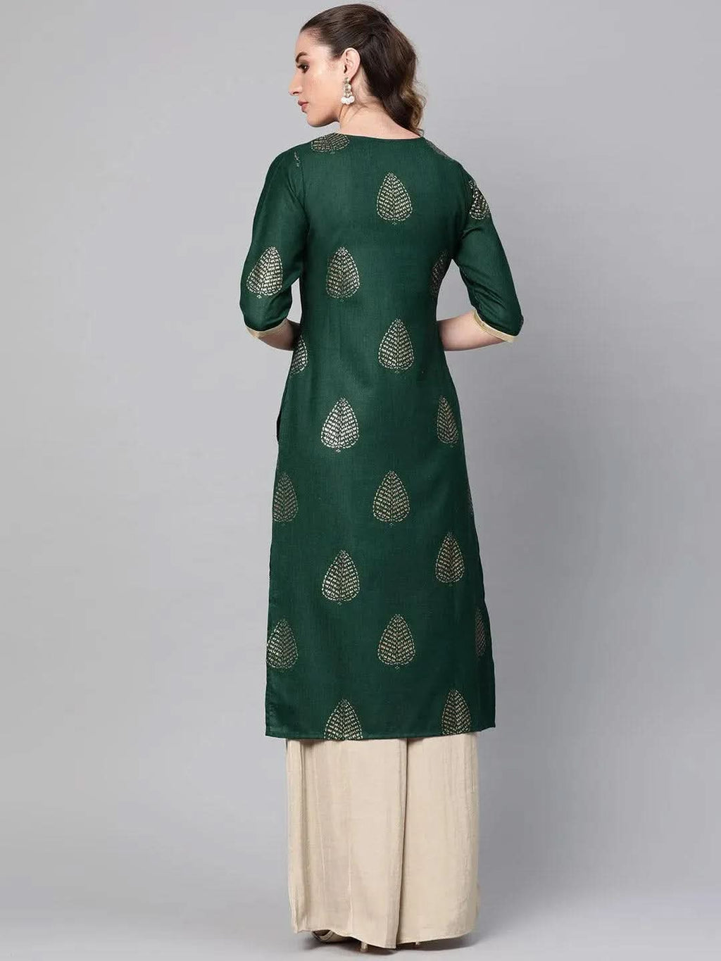 Libas Green Printed Cotton Kurta
