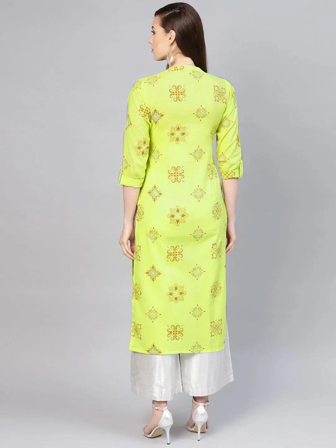 Libas Green Printed Cotton Kurta