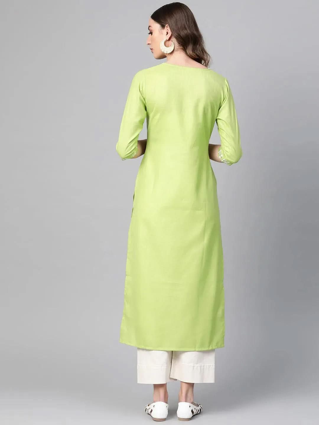 Libas Green Printed Cotton Kurta