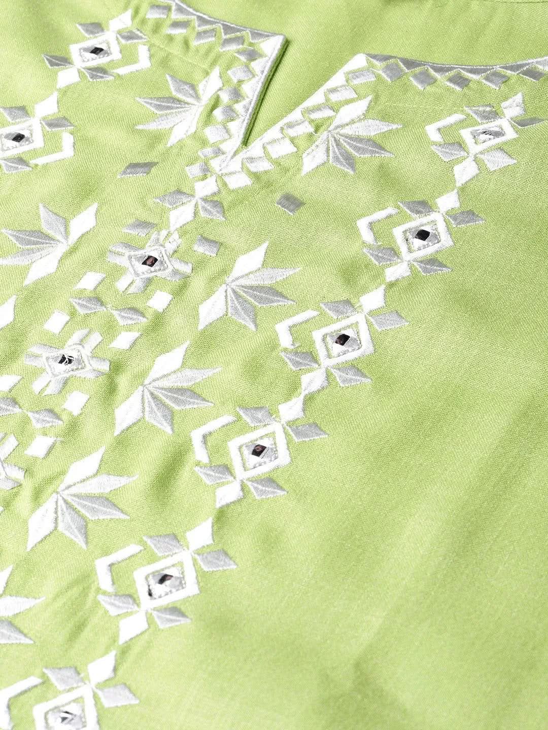 Libas Green Printed Cotton Kurta