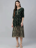 Libas Green Printed Polyester Dress