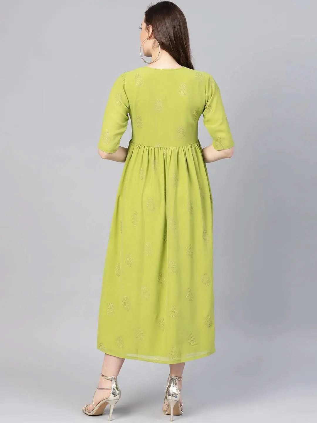 Libas Green Printed Polyester Dress