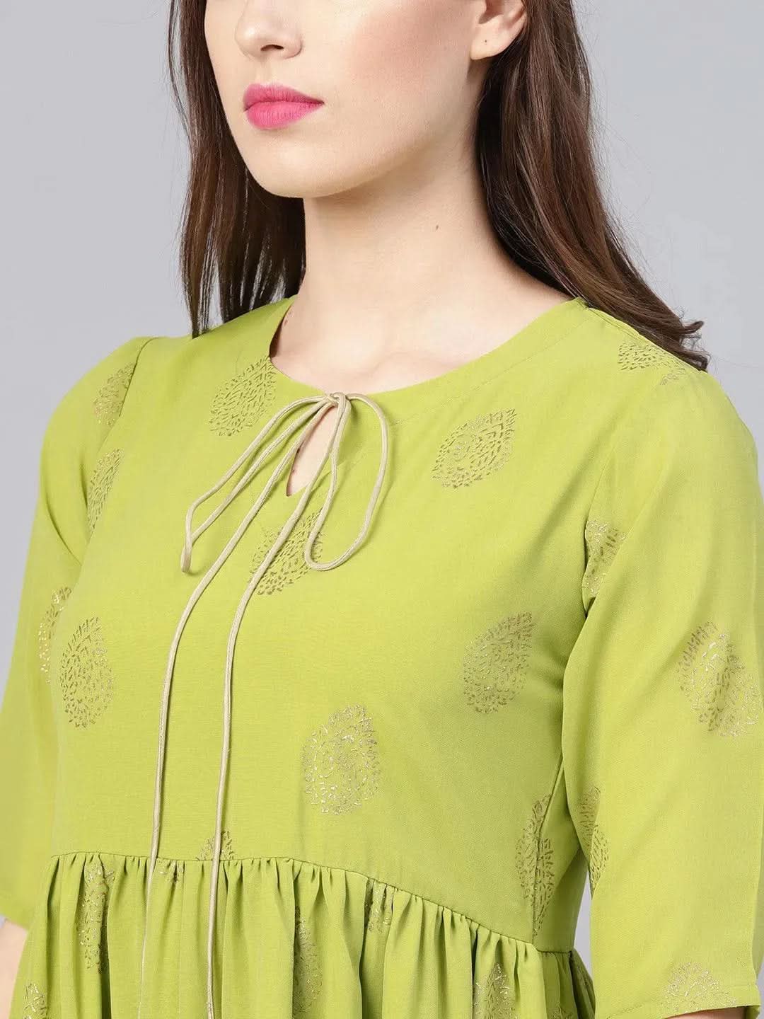 Libas Green Printed Polyester Dress