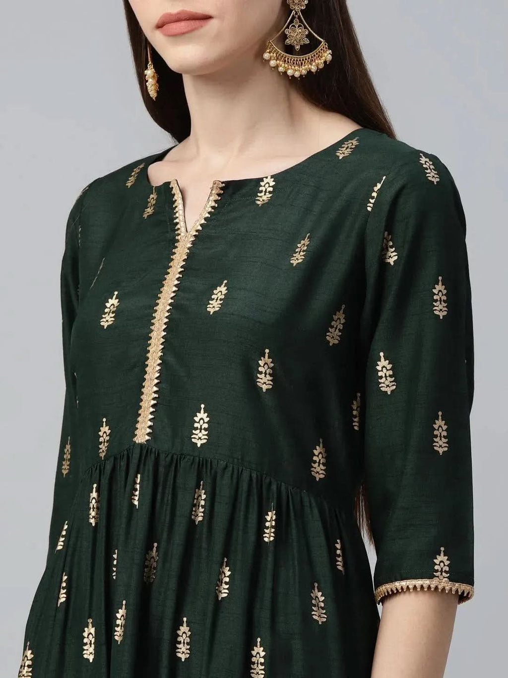 Libas Green Printed Polyester Dress