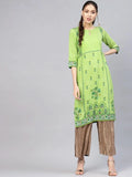 Libas Green Printed Rayon Kurta