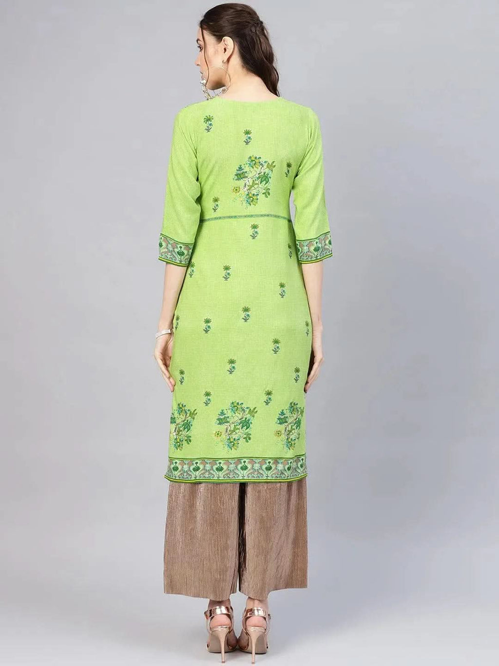 Libas Green Printed Rayon Kurta