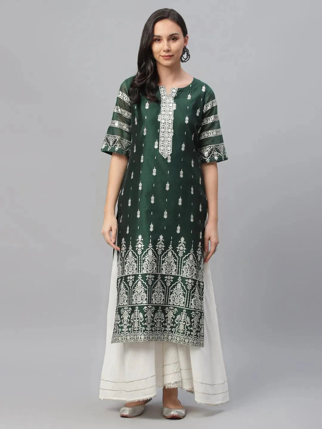 Libas Green Printed Shantoon Kurta