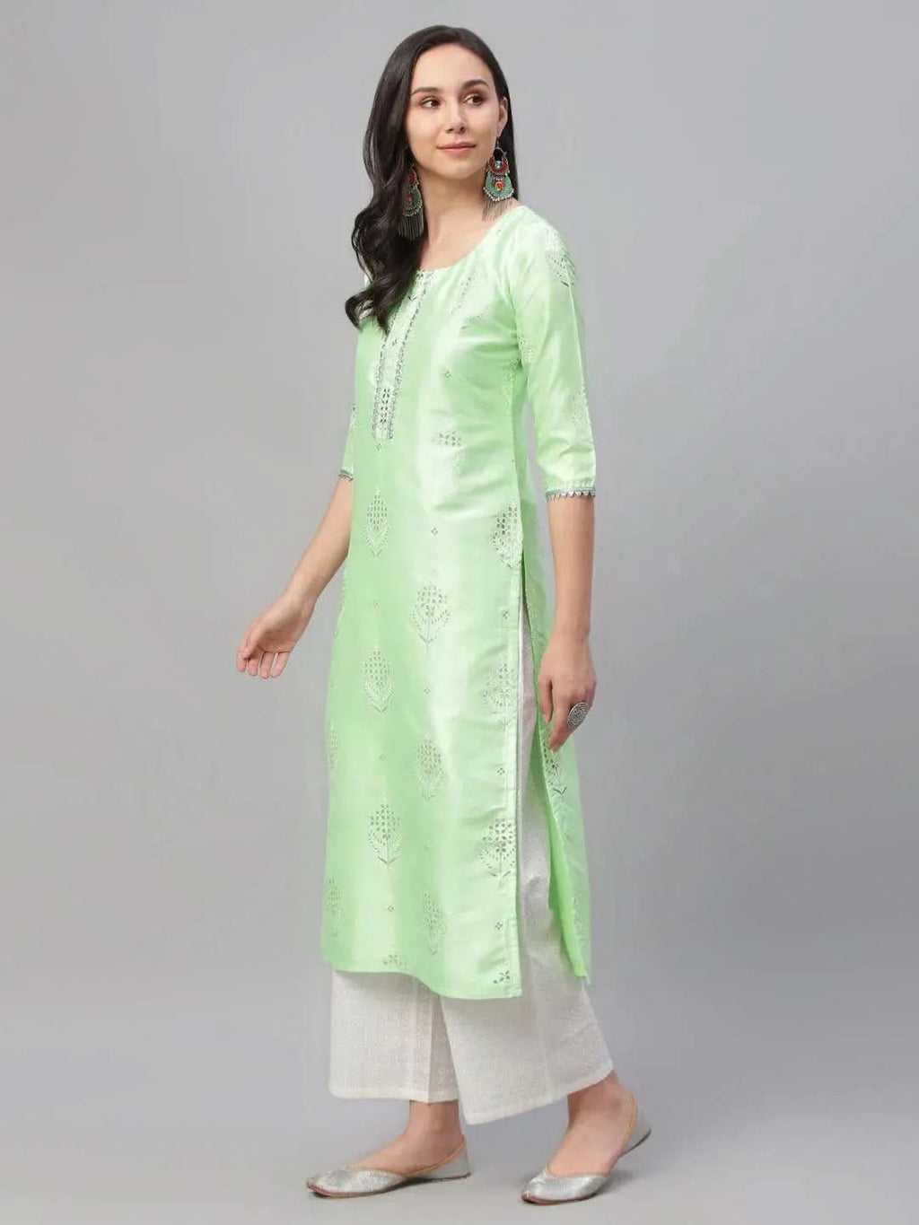 Libas Green Printed Shantoon Kurta