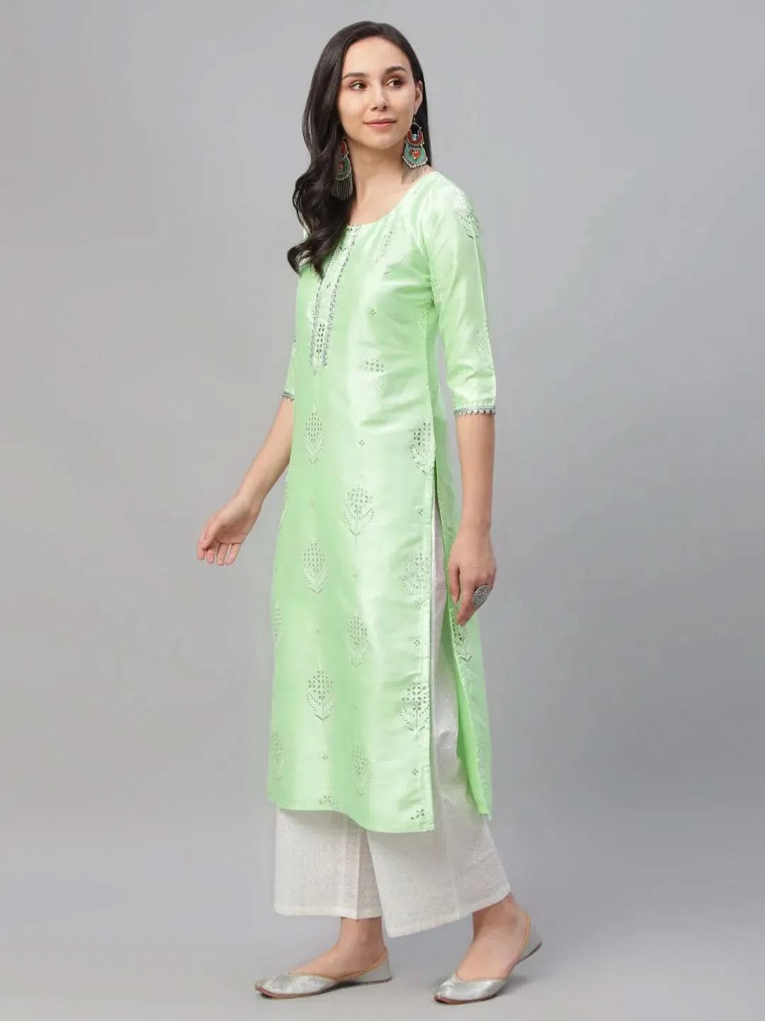 Libas Green Printed Shantoon Kurta