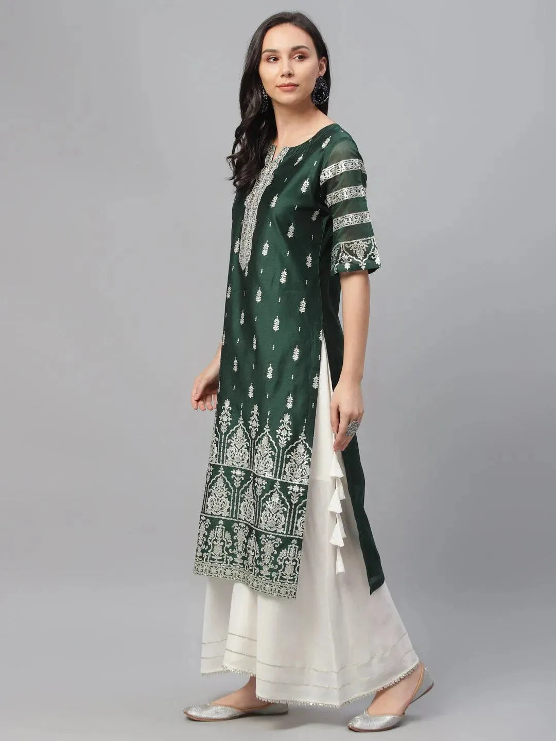 Libas Green Printed Shantoon Kurta